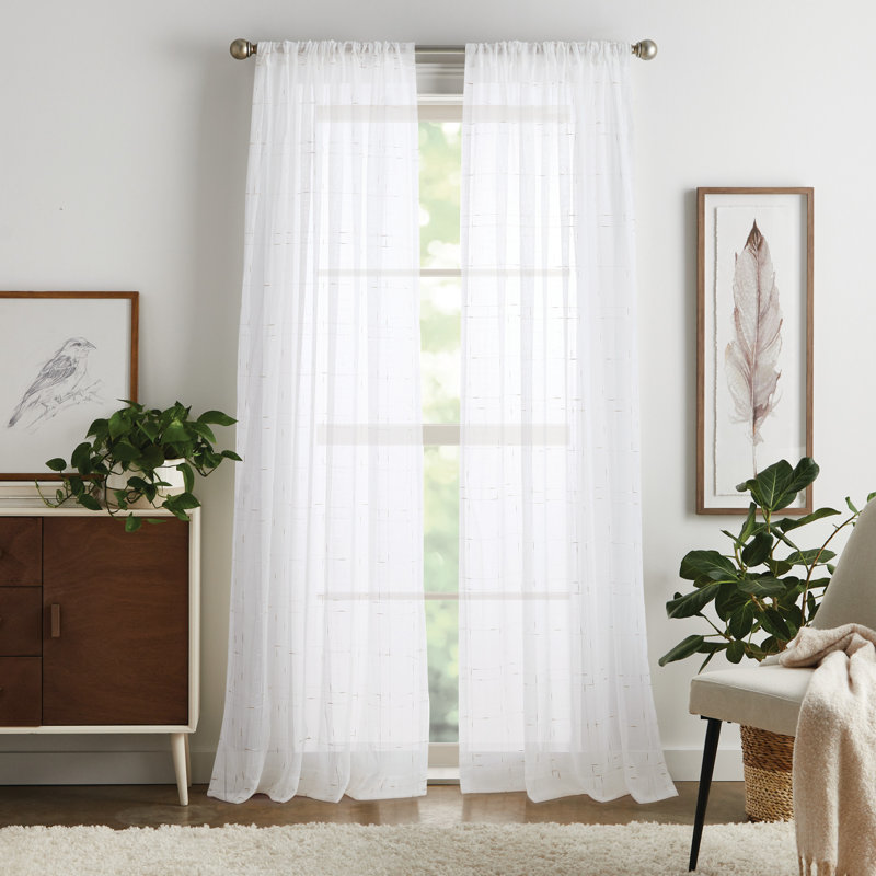 Dkny Metallic Grid Curtain Panel Pair 50in x 84in Poletop Gold